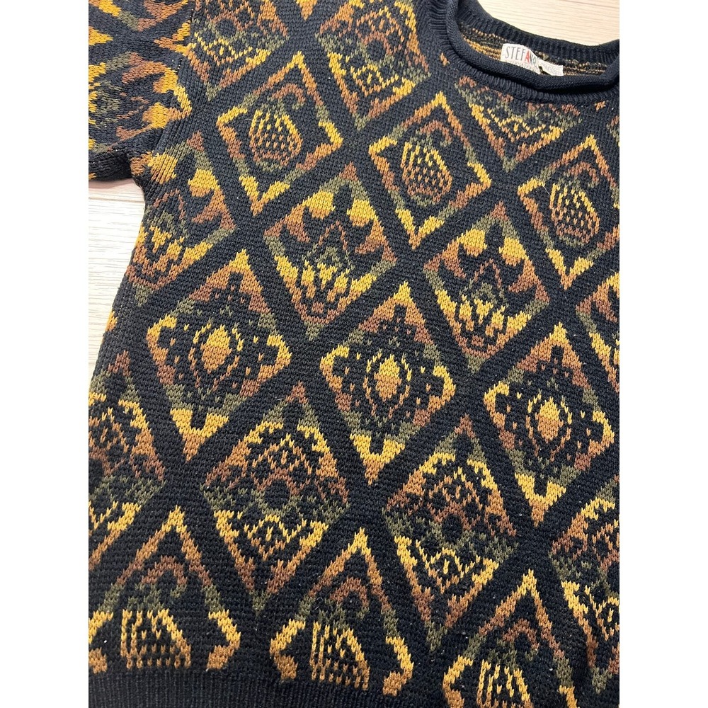 Stefano vintage 80s ladies retro sweater 3/4 sleeves crew neck classic preppy L